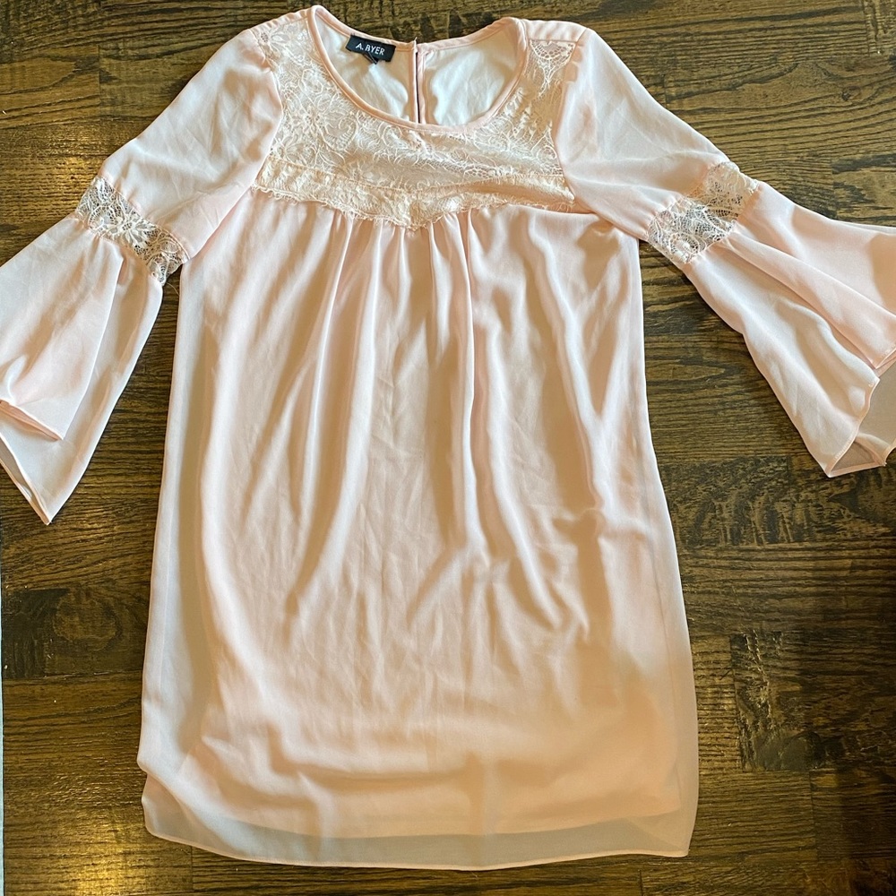 Light pink bell sleeve boutique dress